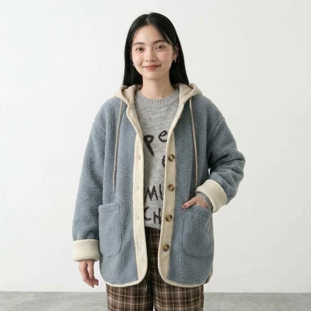 ニットフードボアコート