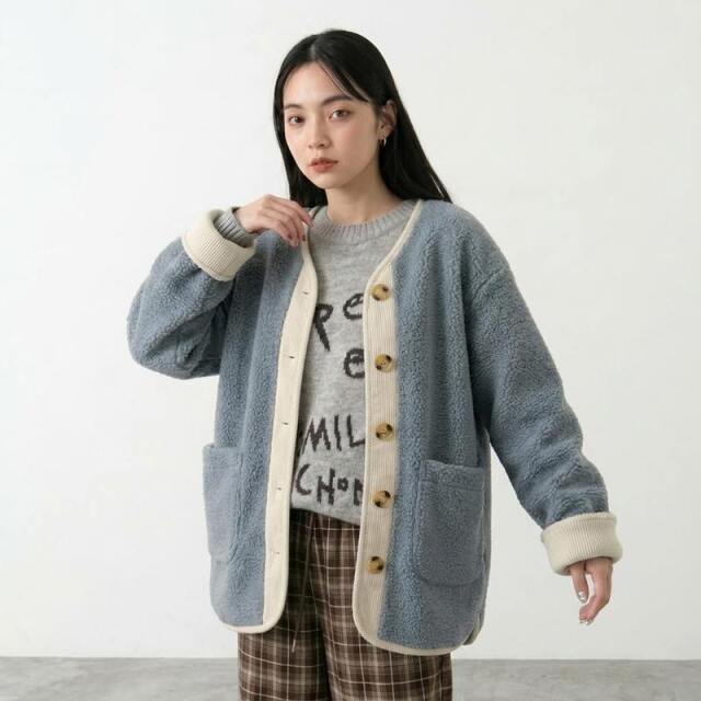 ニットフードボアコート