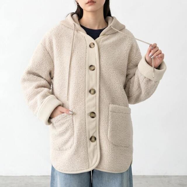 ニットフードボアコート