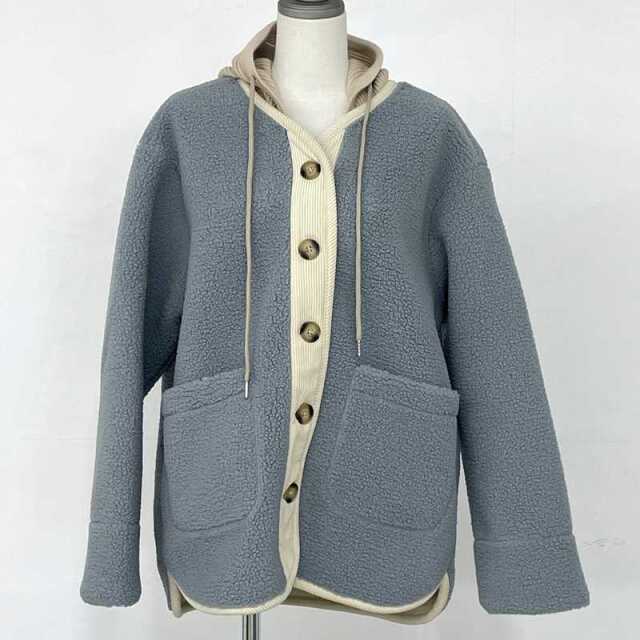 ニットフードボアコート