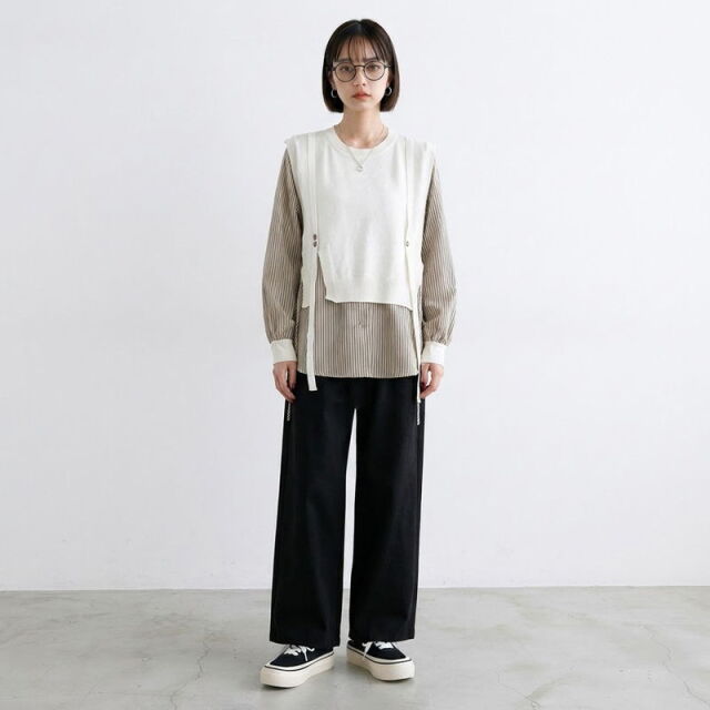 ストライプレイヤード風プルオーバー