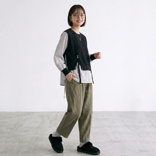 ストライプレイヤード風プルオーバー