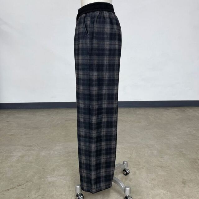 暖チェック柄ワイドパンツ