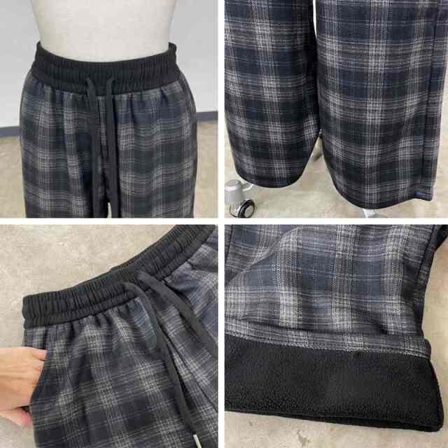 暖チェック柄ワイドパンツ