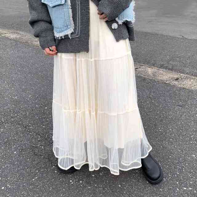チュールプリーツスカート