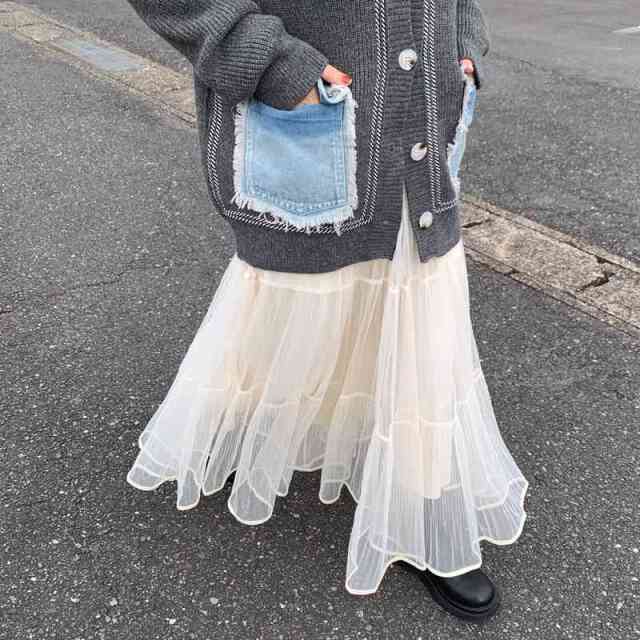 チュールプリーツスカート