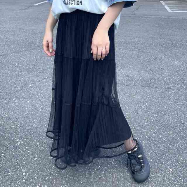 チュールプリーツスカート