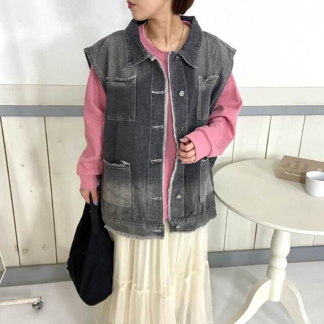 INSCRIRE カットオフデニムベスト INSCRIRE＞デニム コンビ ベスト