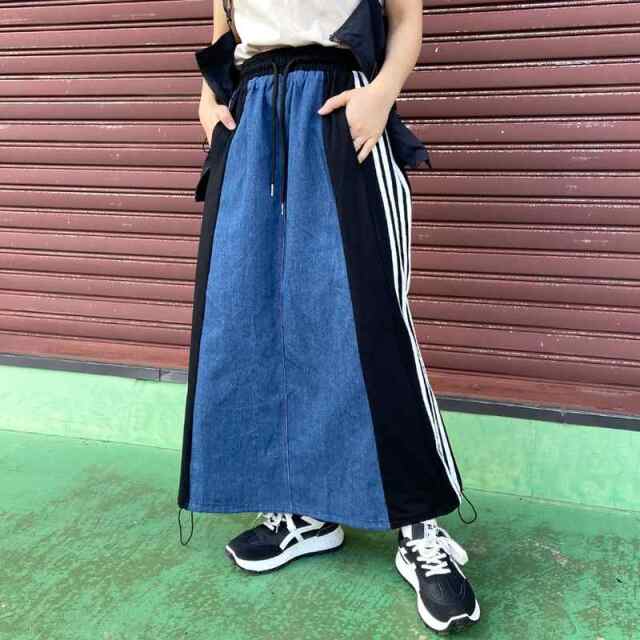 デニム切替ラインスカート