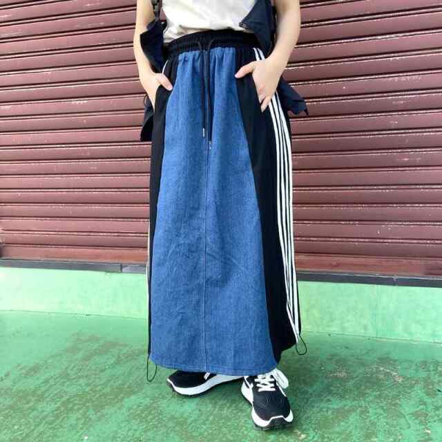 デニム切替ラインスカート