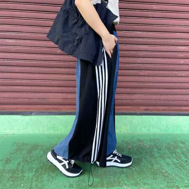 デニム切替ラインスカート