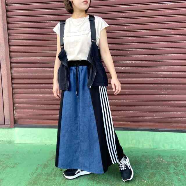 デニム切替ラインスカート