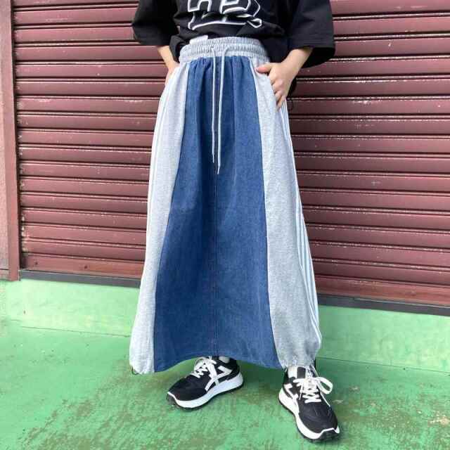 デニム切替ラインスカート