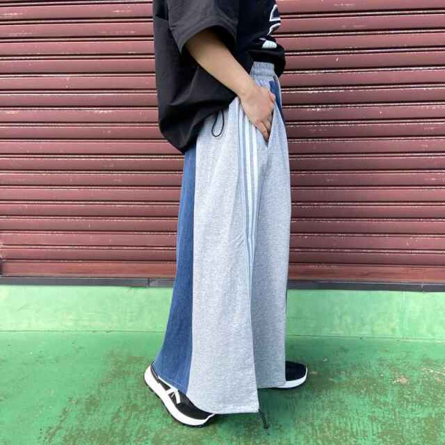 デニム切替ラインスカート