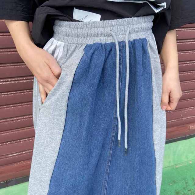 デニム切替ラインスカート