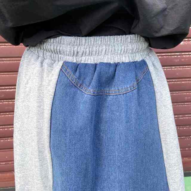 デニム切替ラインスカート