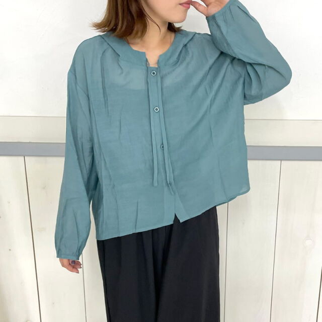 シアーフードシャツ