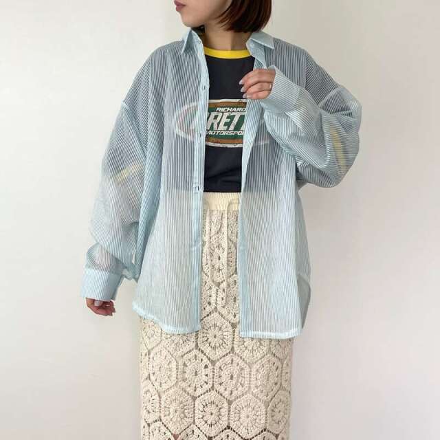 ストライプシアーシャツ