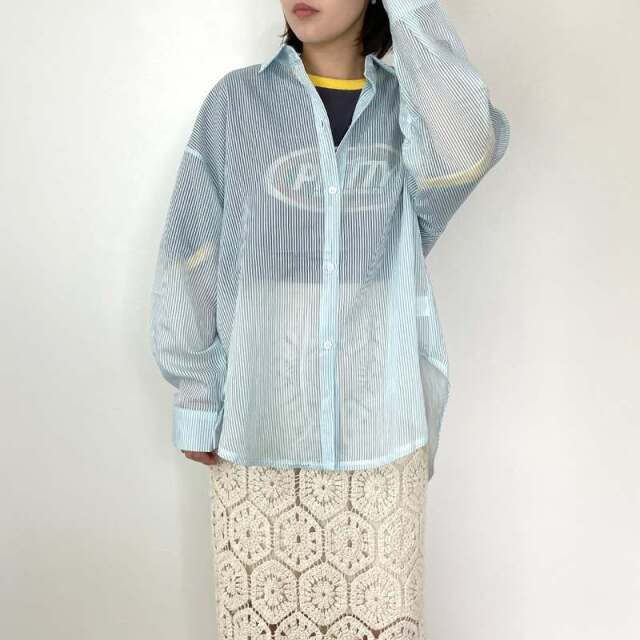 ストライプシアーシャツ