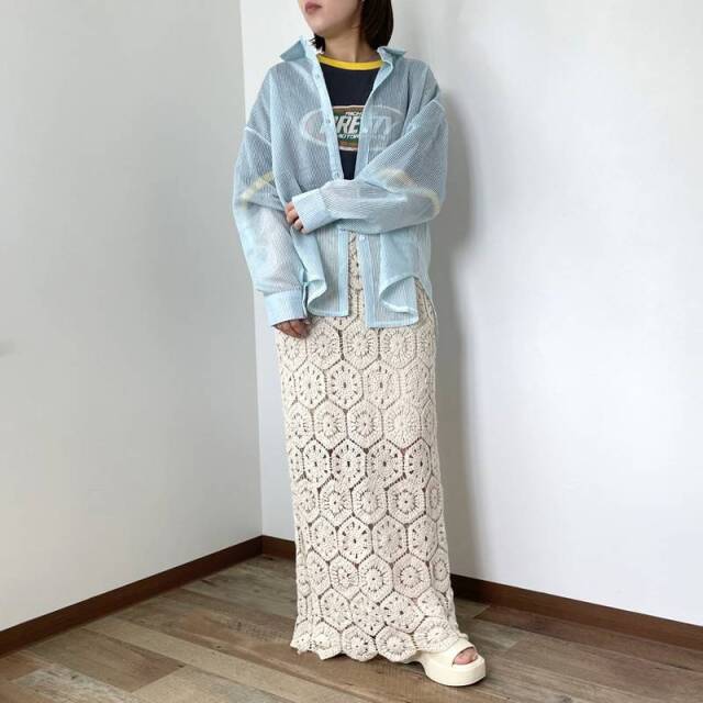 ストライプシアーシャツ