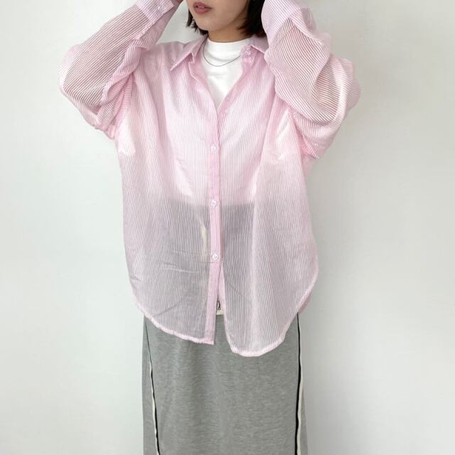 ストライプシアーシャツ
