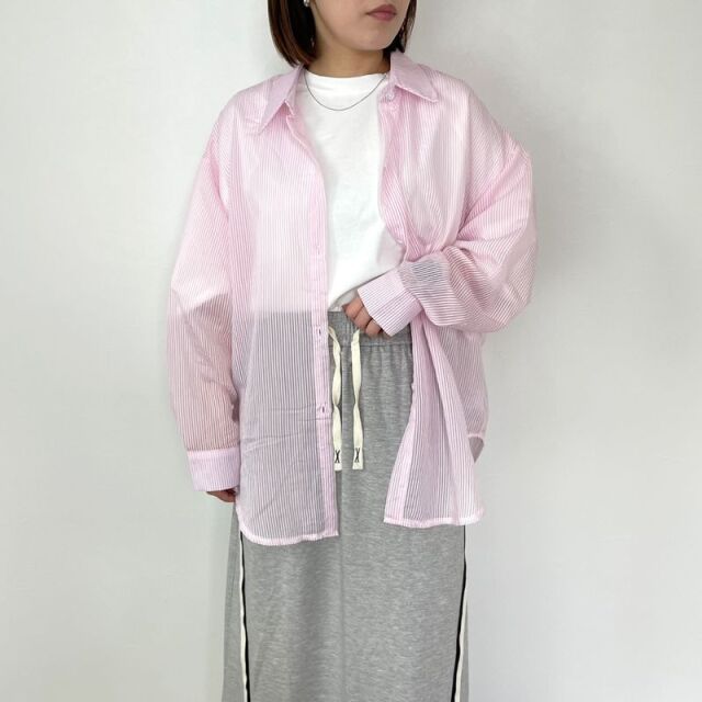ストライプシアーシャツ