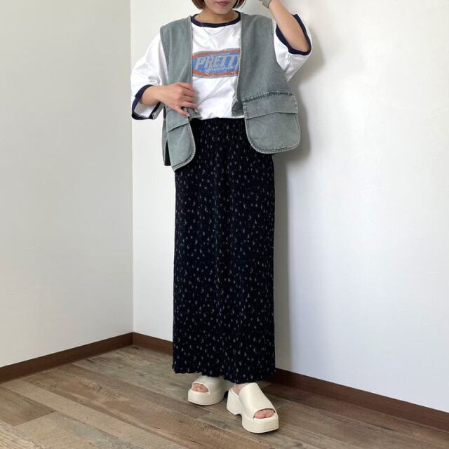 柄プリーツIラインスカート