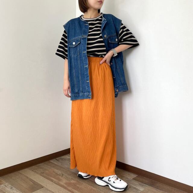 柄プリーツIラインスカート