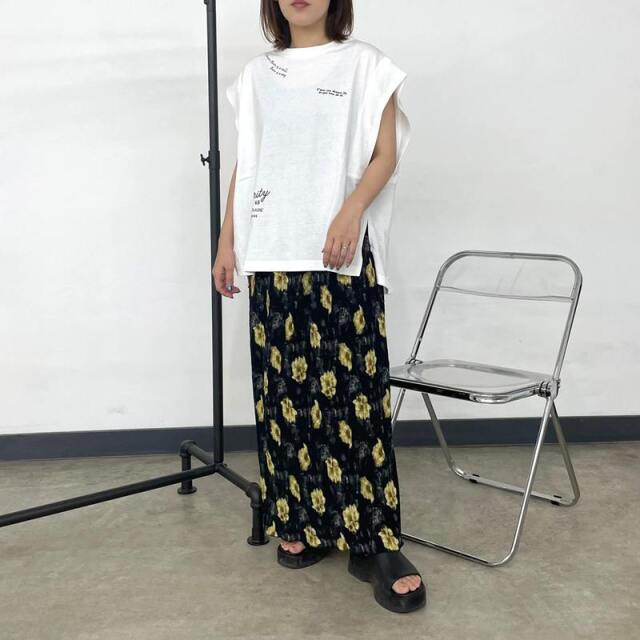 柄プリーツIラインスカート