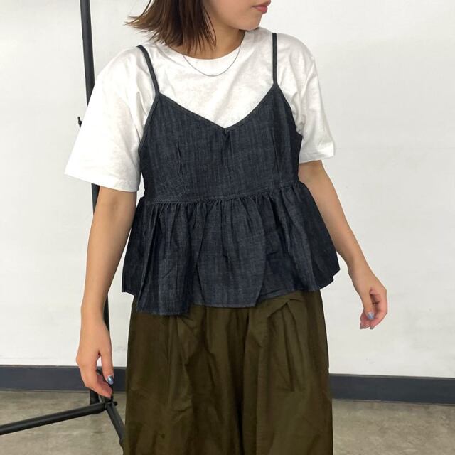デニムキャミビスチェTシャツセット