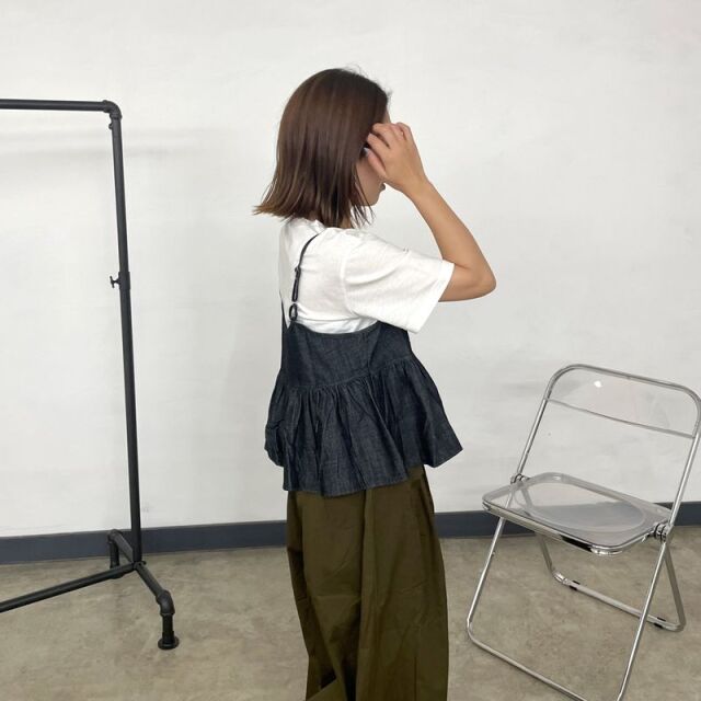 デニムキャミビスチェTシャツセット
