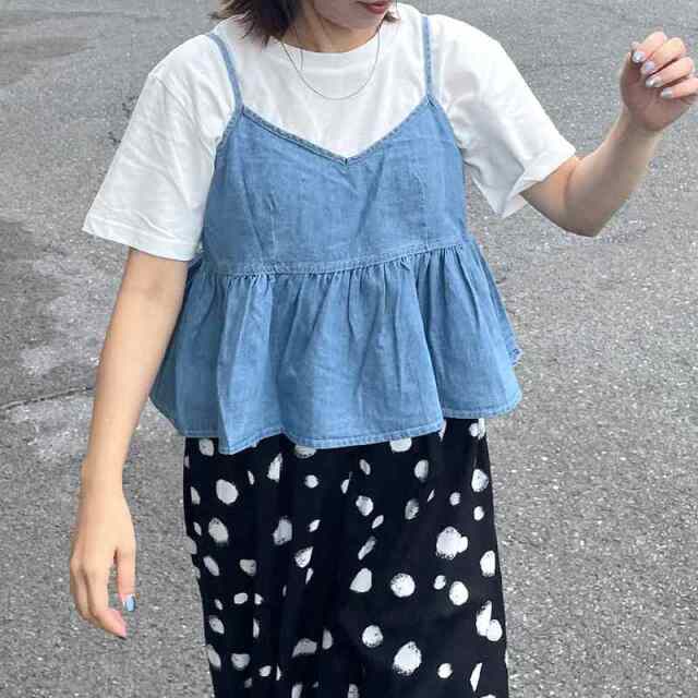 デニムキャミビスチェTシャツセット