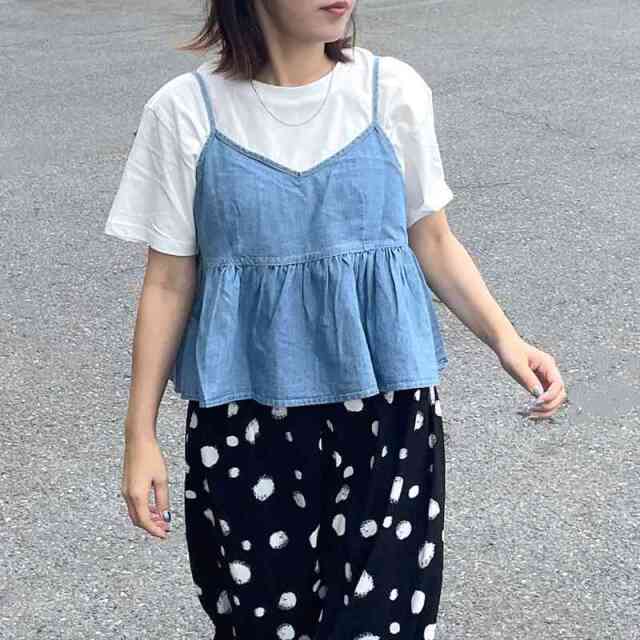 デニムキャミビスチェTシャツセット