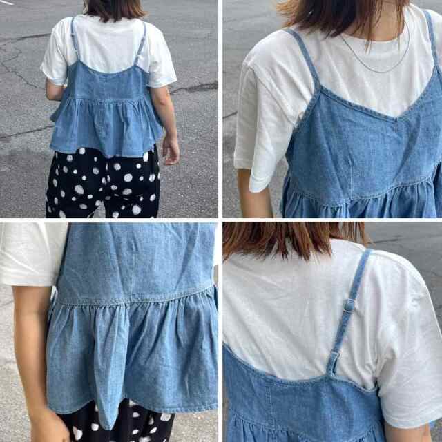 デニムキャミビスチェTシャツセット