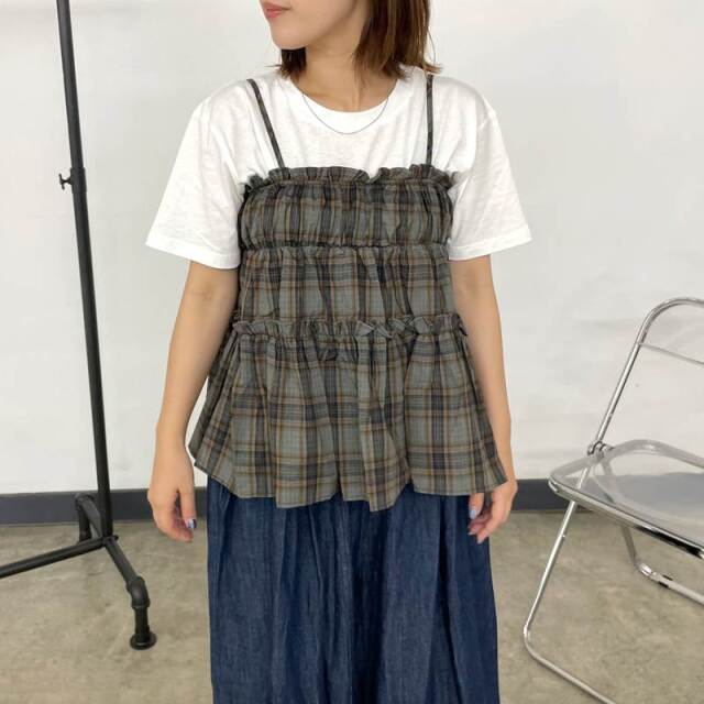 シャツセットチェックキャミop evelyn An MILLE シャツセットチェックキャミOP - メルカリ
