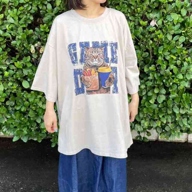 ネコプリントBIGTシャツ