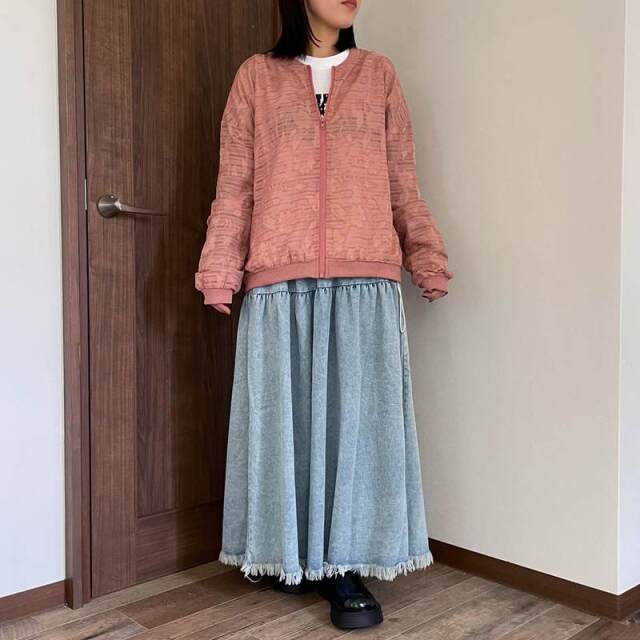 フリンジデニムティアードスカート