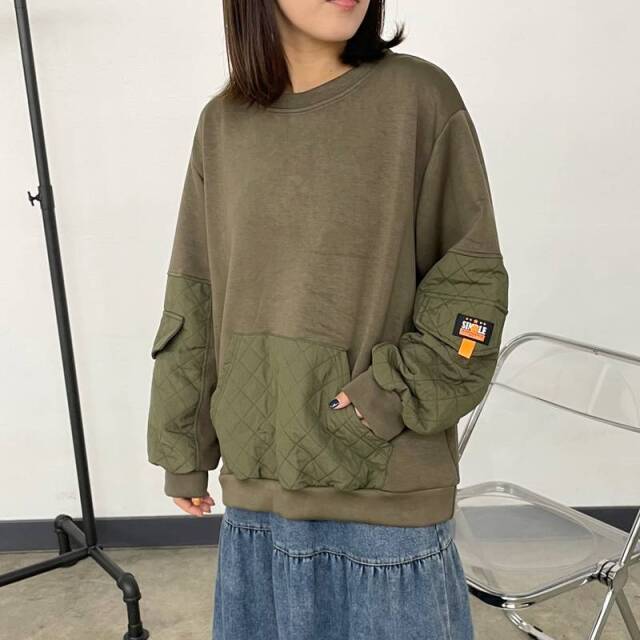 キルト切替プルオーバー