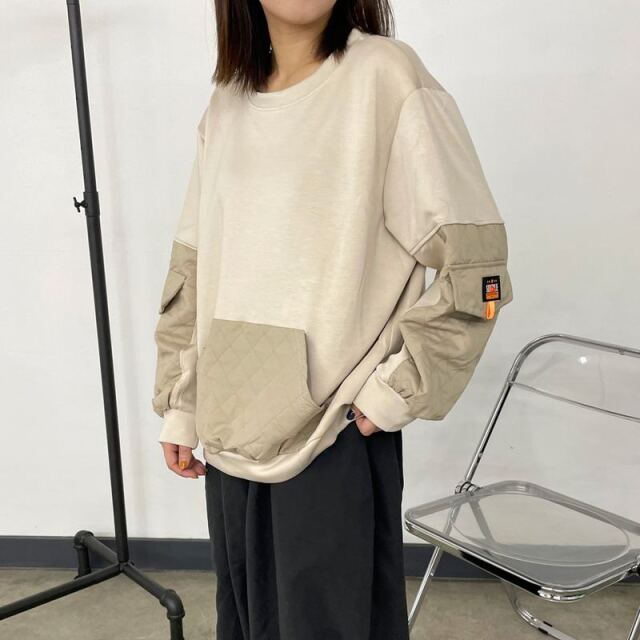 キルト切替プルオーバー