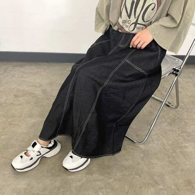 ステッチデニムスカート
