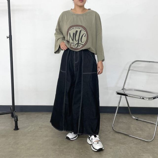 ステッチデニムスカート