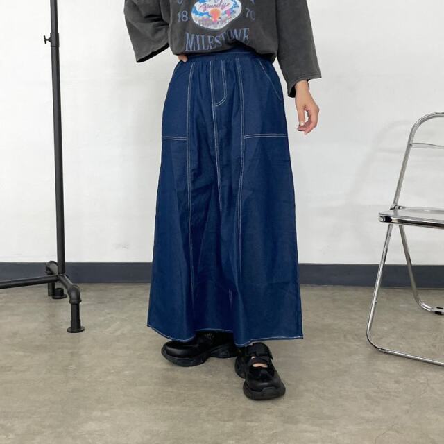 ステッチデニムスカート