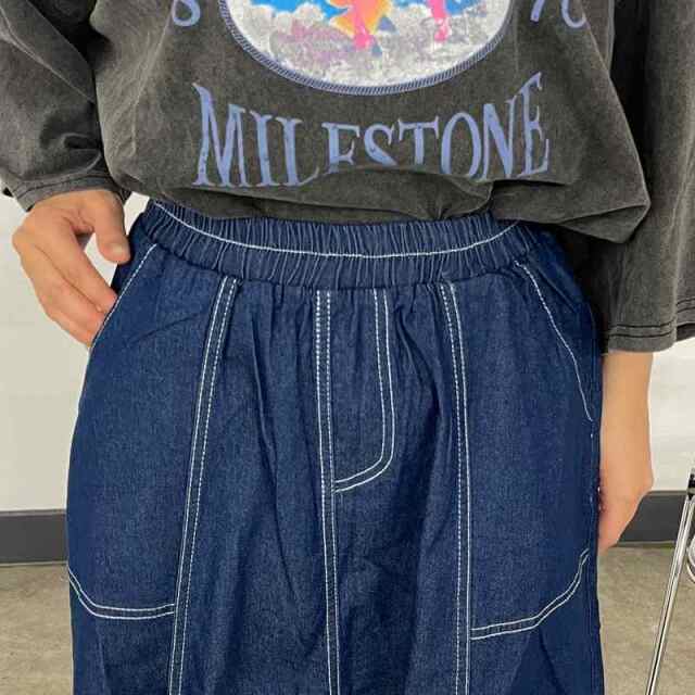 ステッチデニムスカート