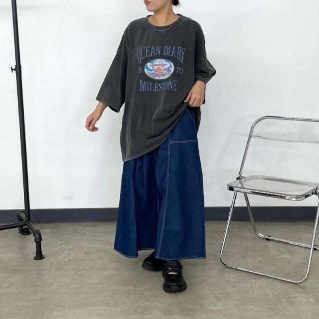 ステッチデニムスカート