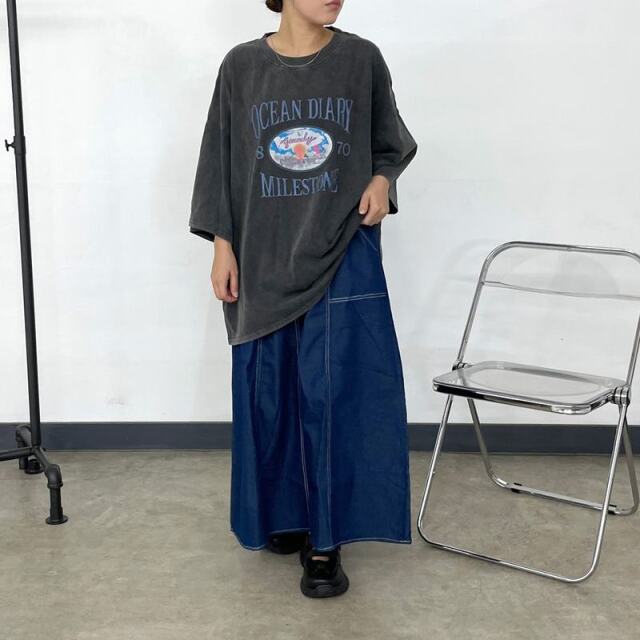 ステッチデニムスカート