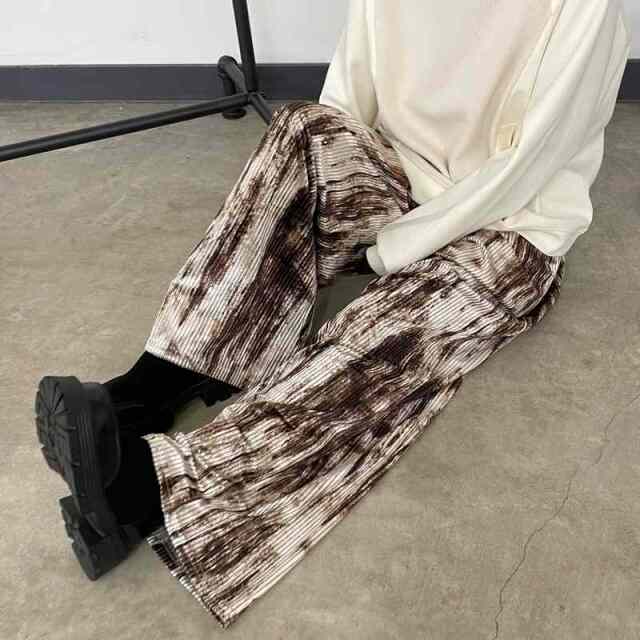 ベロア柄プリーツパンツ