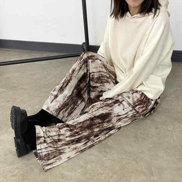 liten 柄ベロアパンツ　beige×black 新品未使用 CRB ベロア柄プリーツパンツ|TiMTiMオンラインストア|レディース