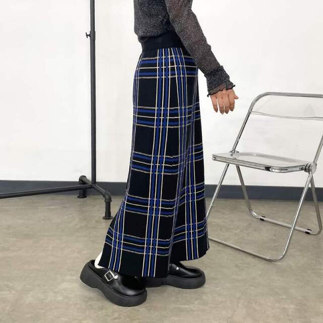 チェックIラインスカート