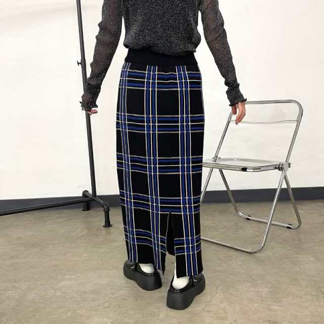 チェックIラインスカート