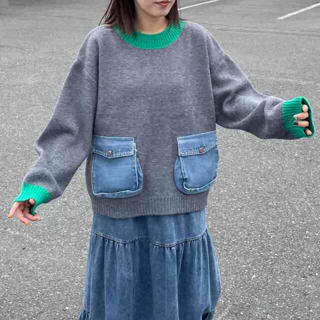 ポケデニム切替プルオーバー